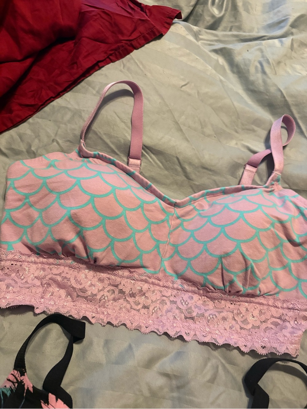 Torrid Curve size 1 bralette lounge bra set of 2 palm trees mermaid scales - Picture 3 of 6